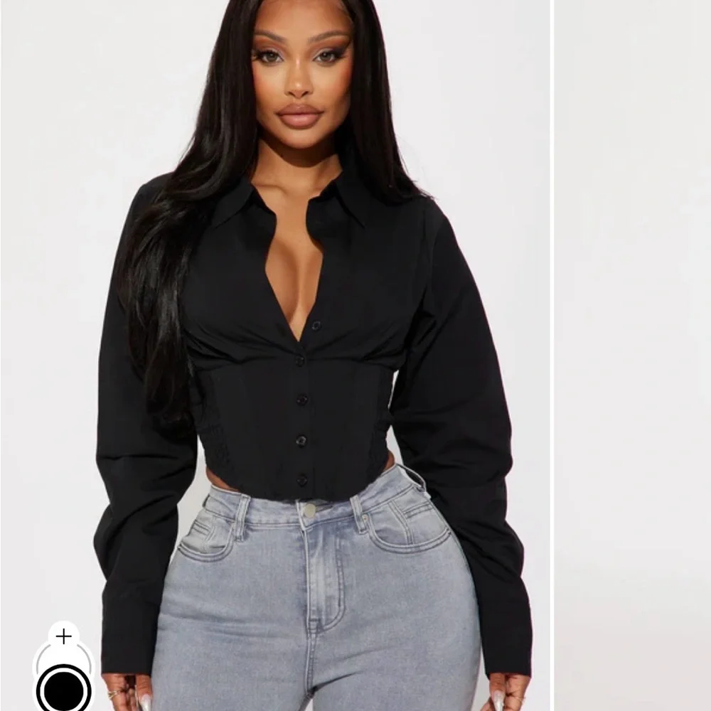 NWT* Fashion Nova Black Corset Shirt- Size Large